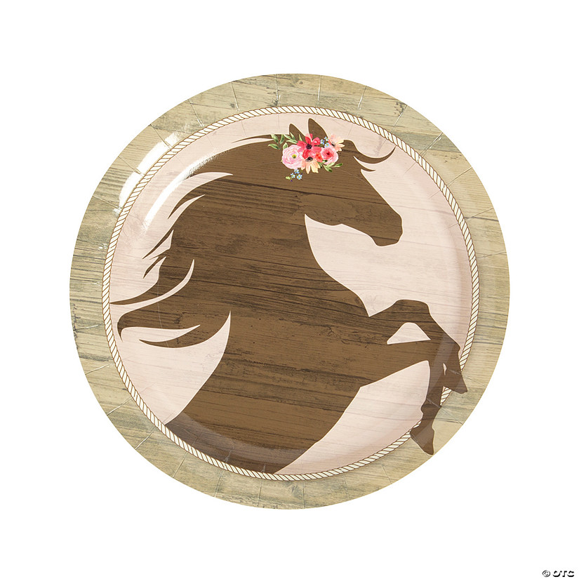 Crown of Flowers Horse Party Paper Dinner Plates - 8 Ct. Image
