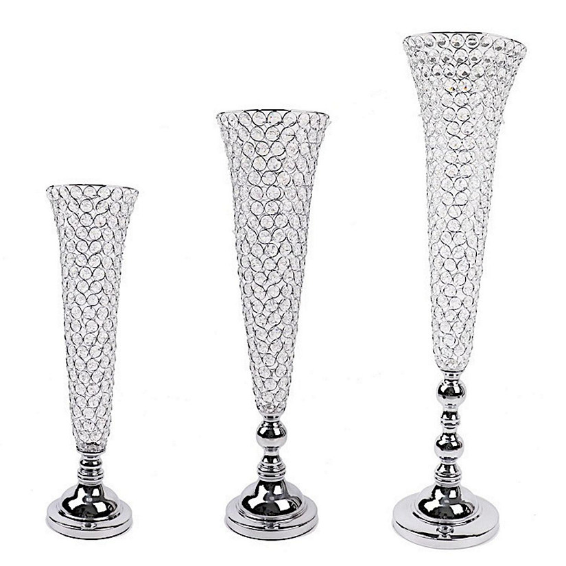 Crystal Beaded Trumpet Vases Image