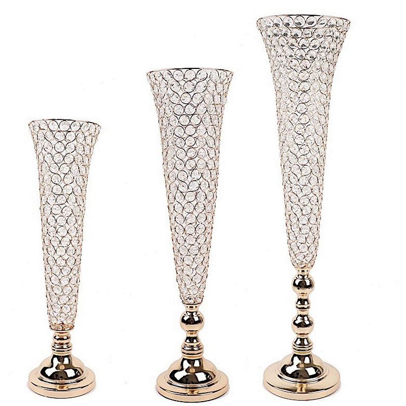 Crystal Beaded Trumpet Vases Image