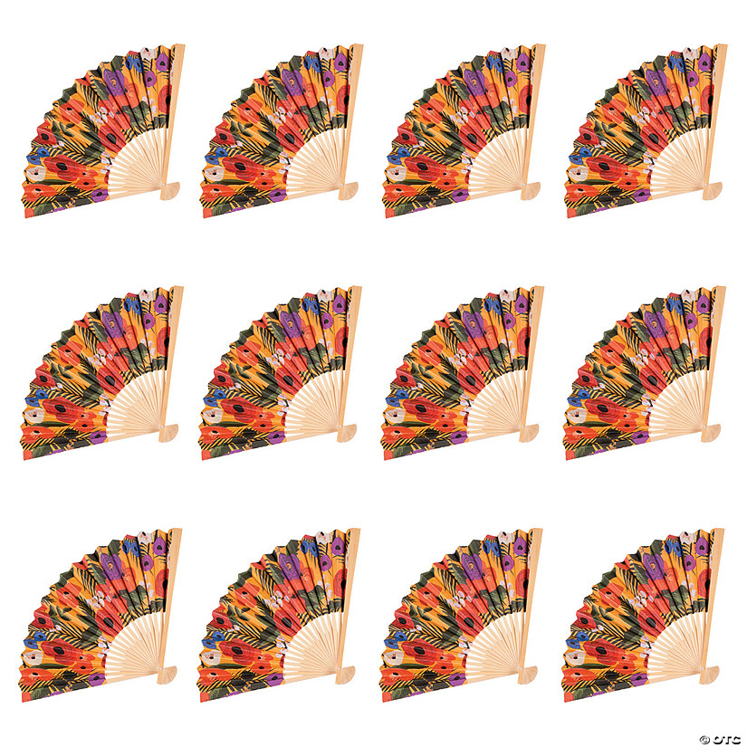 Cuban Party Folding Hand Fans 12 Pc. Oriental Trading