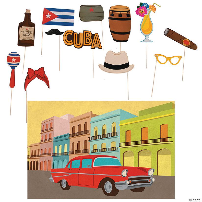 Cuban Party Photo Booth Kit - 15 Pc. Image