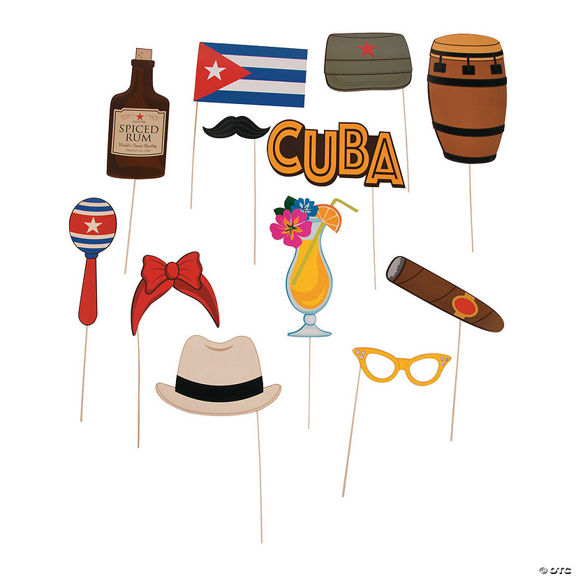 Cuban Party Photo Stick Props- 12 Pc. Image