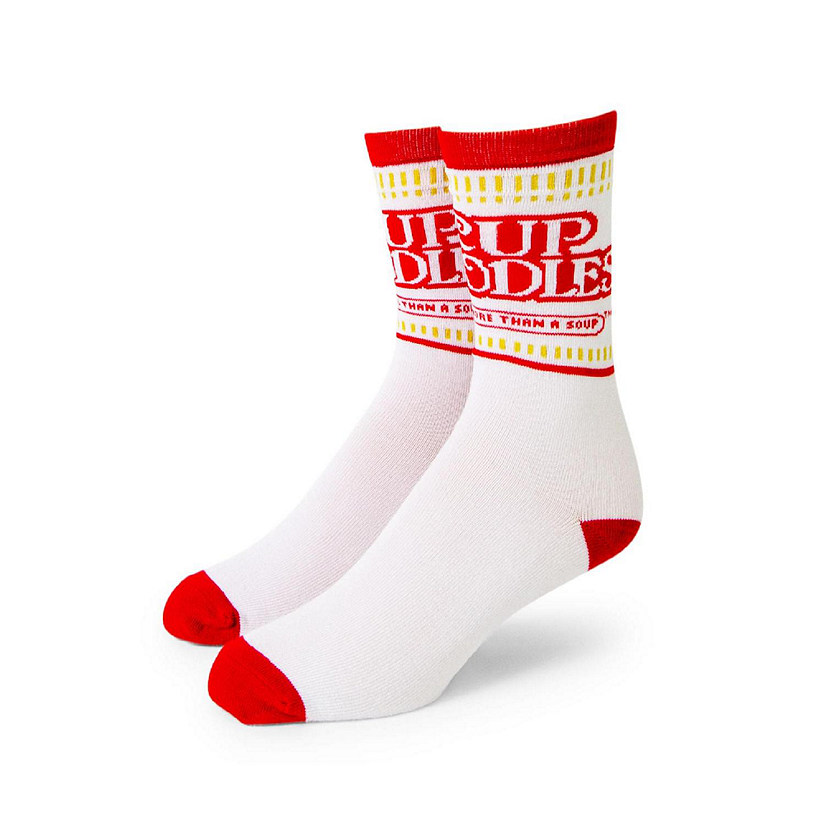 Cup Noodles White Knit Unisex Crew Socks  Shoe Size 8-12, Sock Size 10-13 Image