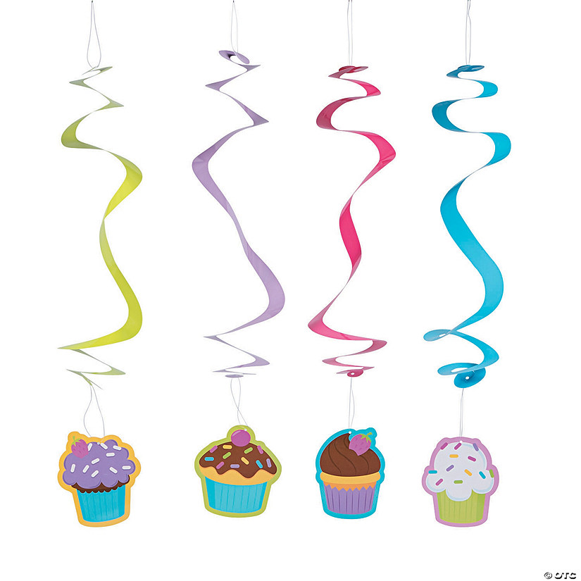 Cupcake Party Hanging Swirl Decorations 12 Pc. Oriental Trading