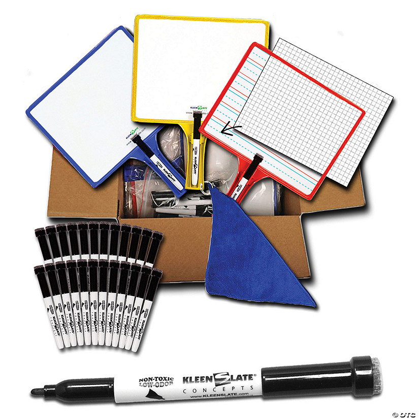 Customizable Handheld Whiteboards with Clear Dry Erase Sleeves & Markers, Class Set of 12 Image