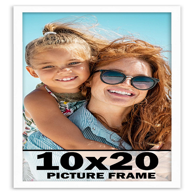 10x20 Frame White Wood Picture Frame - UV Acrylic, Foam Board