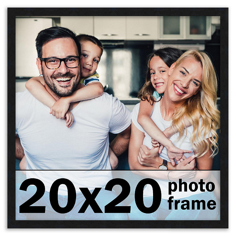CustomPictureFrames 20x20 Black Wood Picture Frame - with Acrylic Front and Foam Board Backing