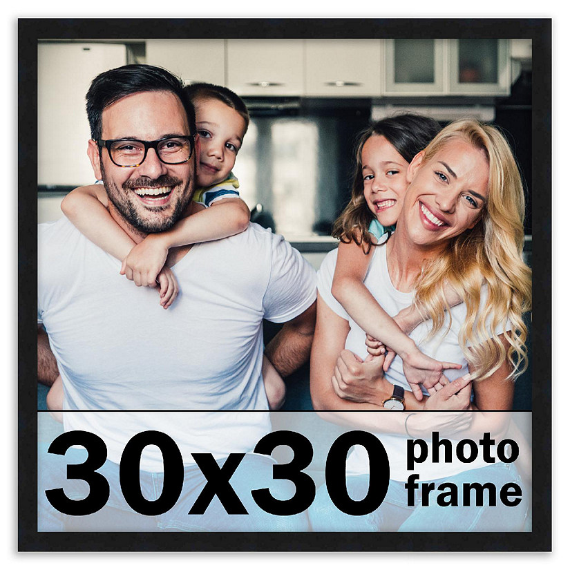 CustomPictureFrames 30x30 Black Wood Picture Frame - with Acrylic Front and Foam Board Backing