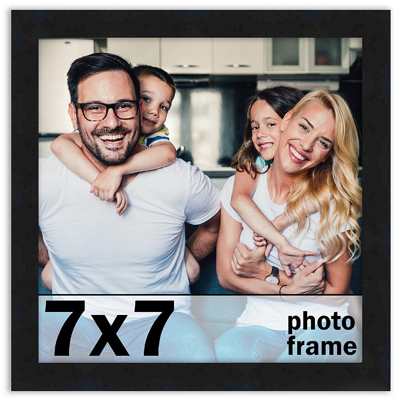 CustomPictureFrames.com 7x7 Frame Black Picture Frame Modern Photo Frame Includes UV Acrylic Front Acid Free Foam Backing Board Hanging Hardware no Mat Image
