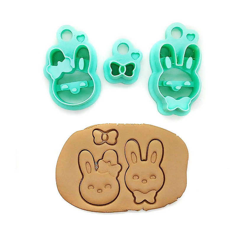 Cute Bunnies with Bows Clay Cutter Set, Easter Shapes, 3 pcs Image