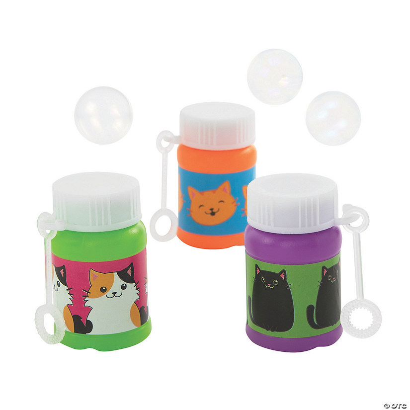 Cute Cat Mini Bubble Bottles 24 Pc. Oriental Trading