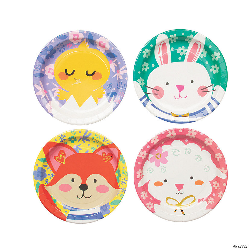 Cute Easter Animal Friends Paper Dinner Plates - 8 Ct. Image