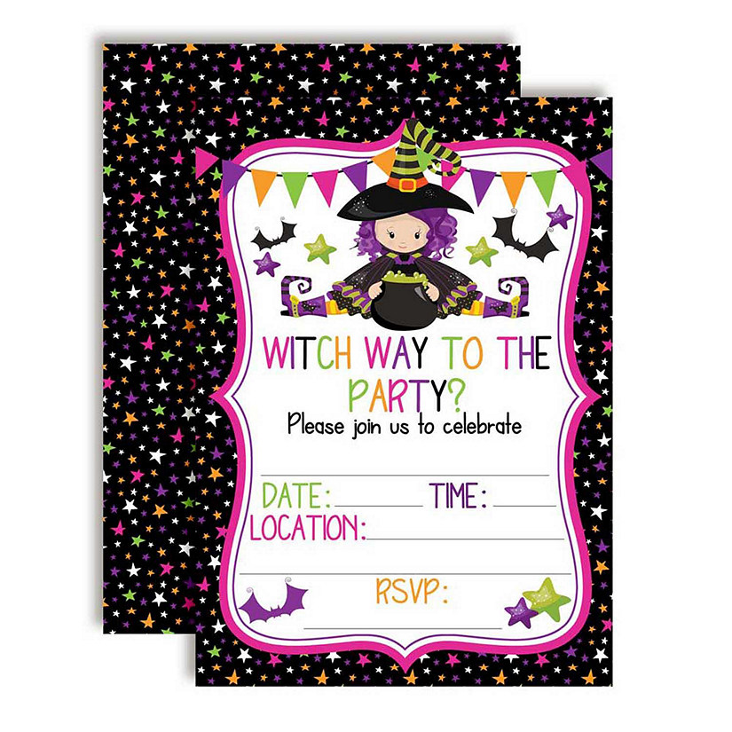 Cute Halloween Witch Party Invitations 40pc. by AmandaCreation Image