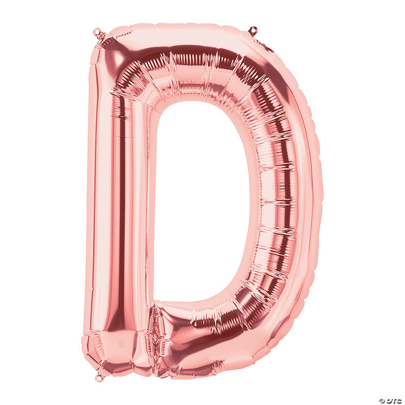 D-Shaped Rose Gold Letter 34" Mylar Balloon Image