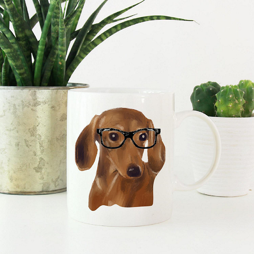 Dachshund Black Glasses Ceramic Mug Image