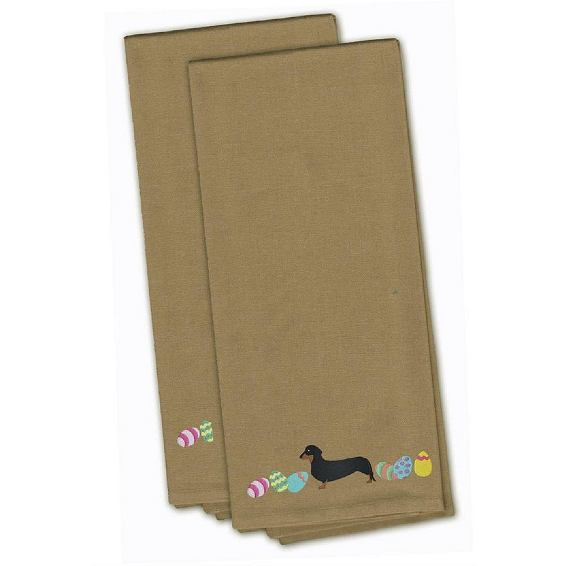 Dachshund Easter Tan Embroidered Kitchen Towel - Set of 2 Image