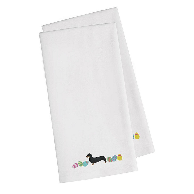 Dachshund Easter White Embroidered Kitchen Towel - Set of 2 Image