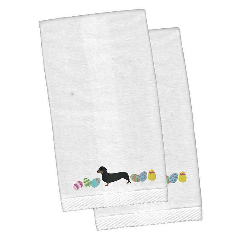 Dachshund Easter White Embroidered Plush Hand Towel - Set of 2 Image