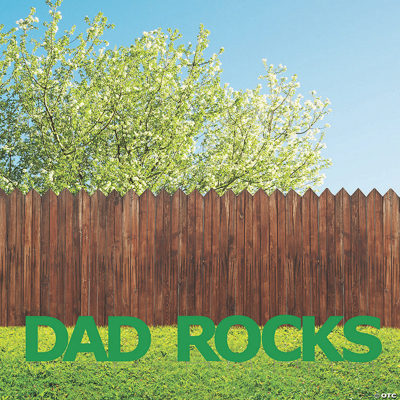 Dad Rocks Green Letters Yard Sign Image
