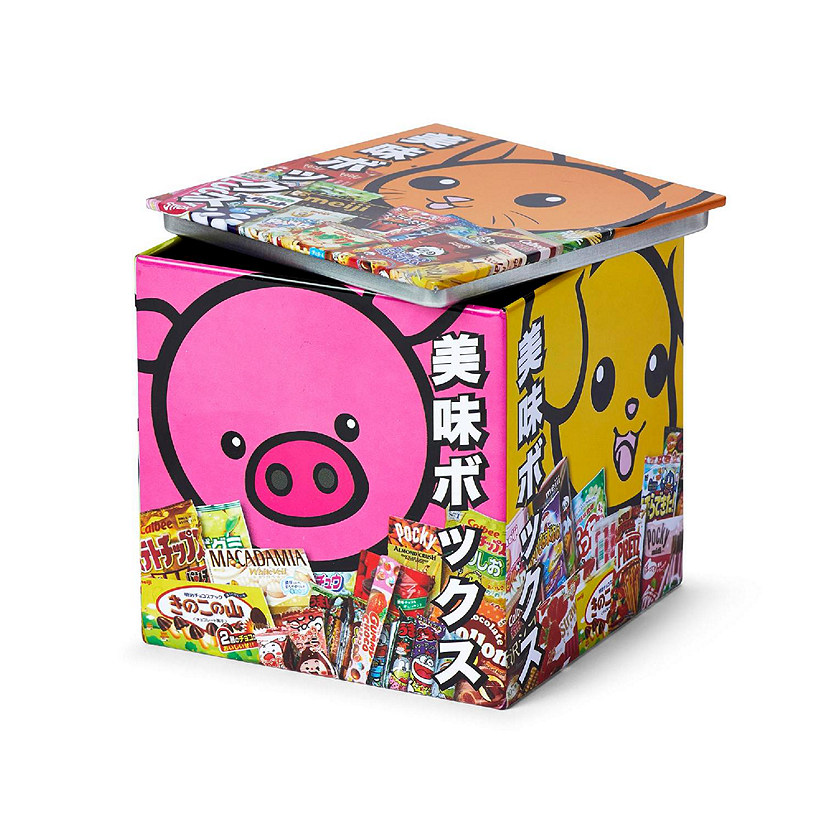 Dagashi Anime Otaku Japanese Snacks 4 x 4 Inch Tin Storage Box Image
