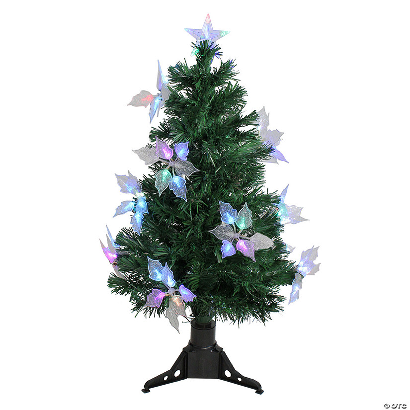 DAK 3' Pre-Lit Medium Fiber Optic Floral Artificial Christmas Tree - Multi-Color Lights Image