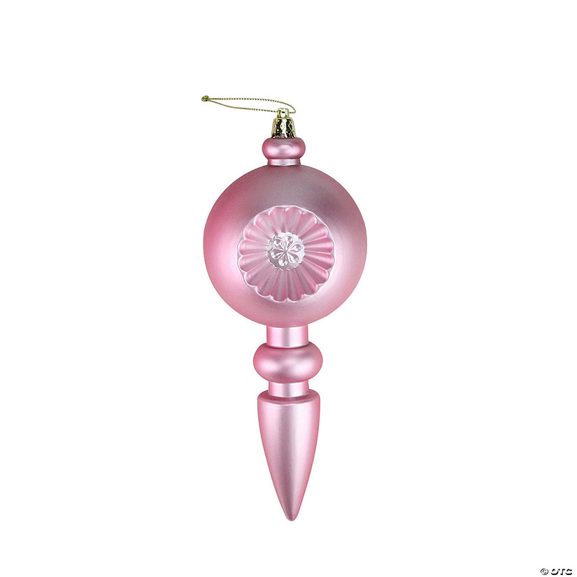 DAK 4ct Bubblegum Pink Shatterproof Matte Retro Reflector Christmas Finial Ornaments 7.5" Image