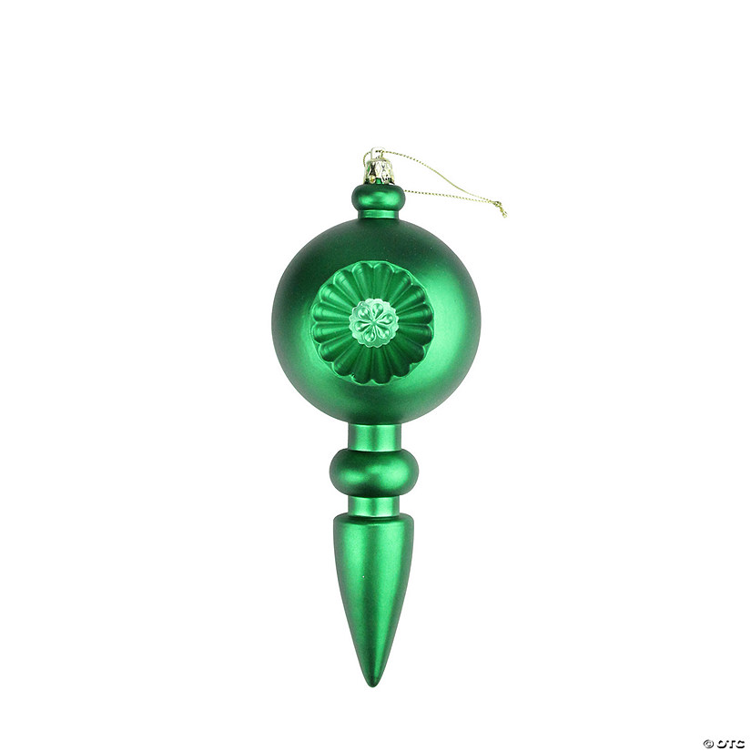 DAK 4ct Green Retro Reflector Shatterproof Matte Christmas Finial Ornaments 7.5" Image