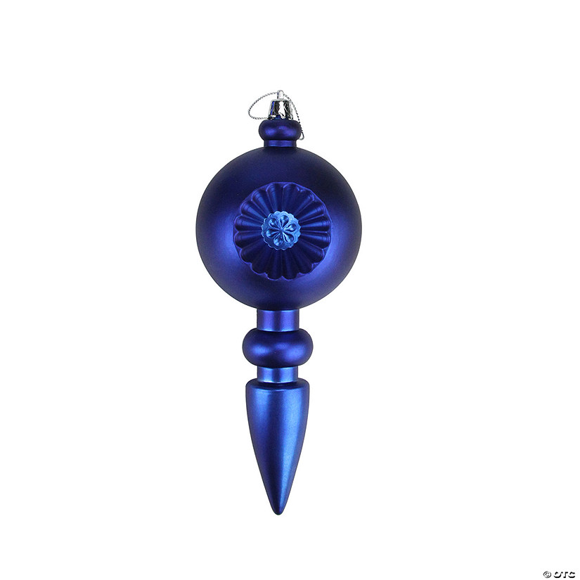 DAK 4ct Matte Royal Blue Retro Reflector Shatterproof Christmas Finial Ornaments 7.5" Image