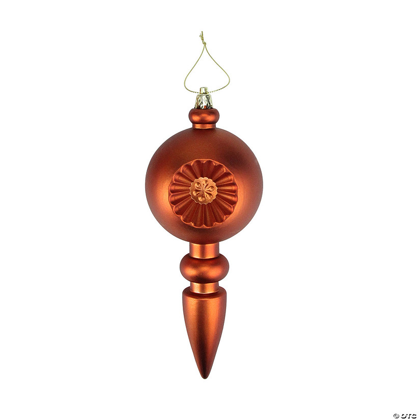 DAK 4ct Orange Retro Reflector Shatterproof Matte Christmas Finial Ornaments 7.5" Image