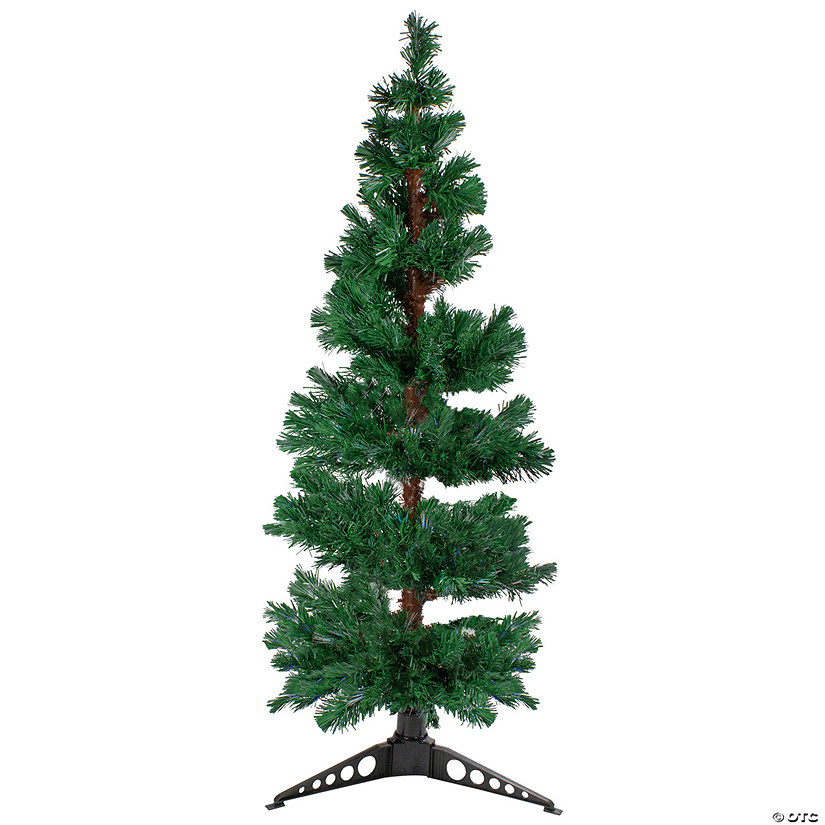 DAK 5' Pre-Lit Slim Pine Spiral Artificial Christmas Tree - Multicolor Fiber Optic Lights Image