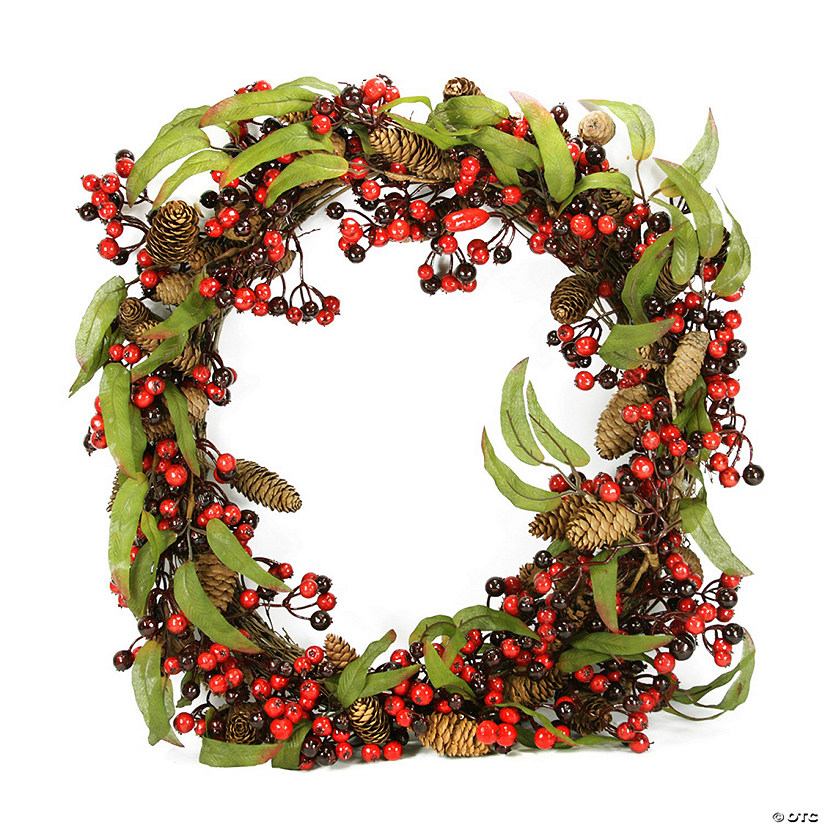 DAK Red Berry and Pine Cone Artificial Christmas Wreath - 24-Inch  Unlit Image