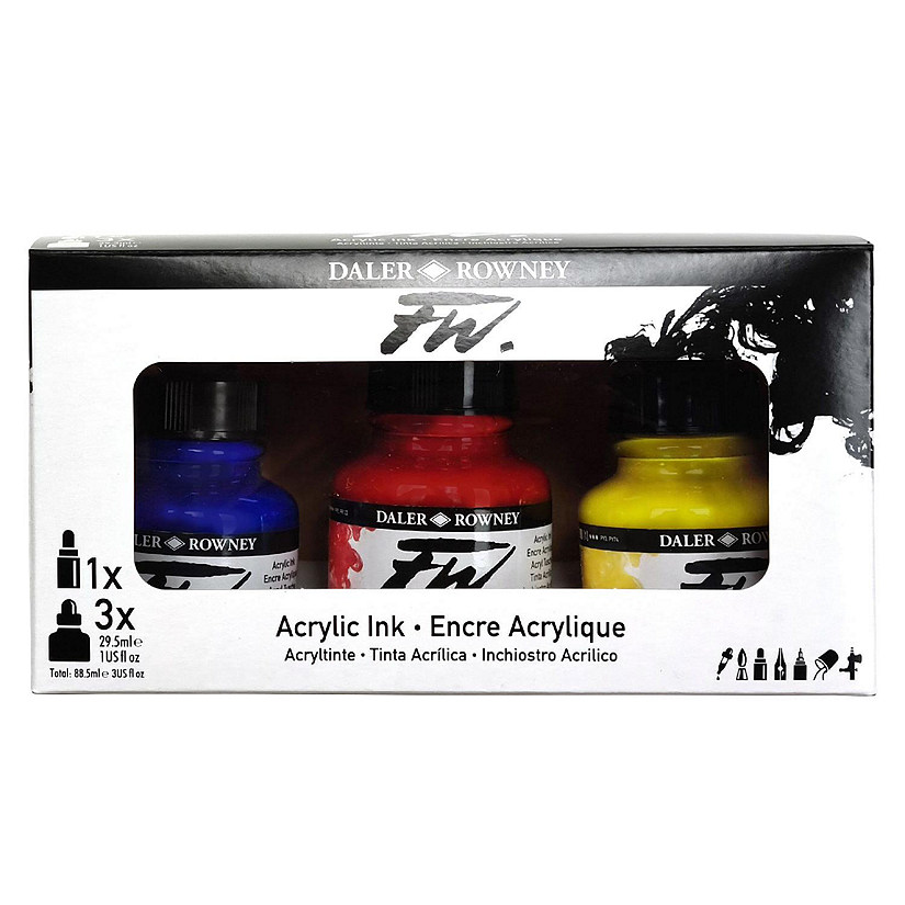 Daler-Rowney FW Acrylic Ink Set 3/Pkg-Primary Image