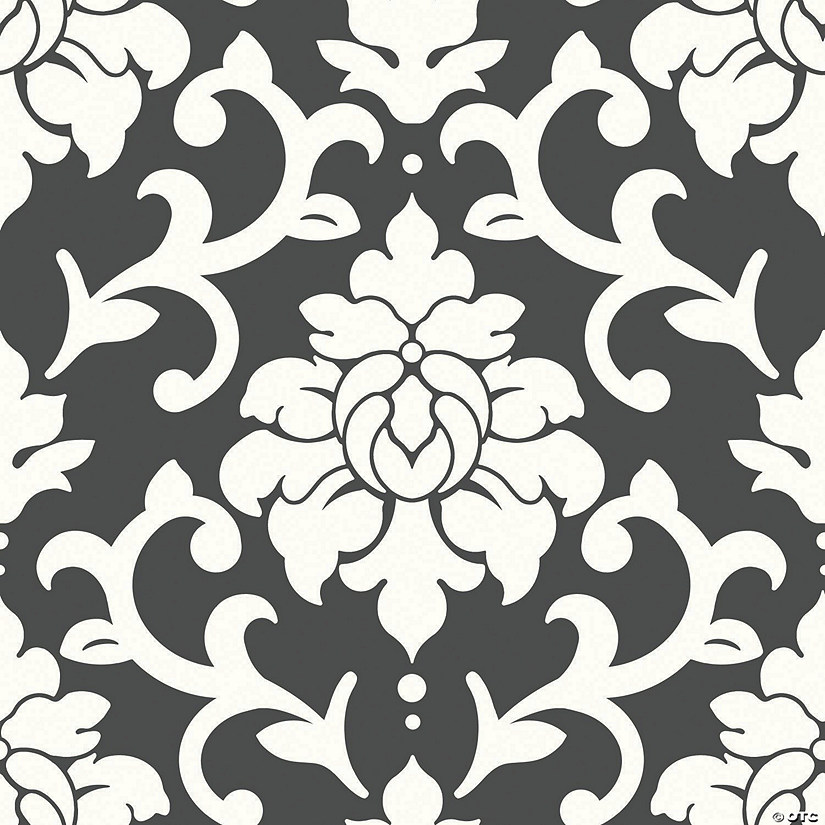 Damask Black Peel & Stick Wallpaper Image