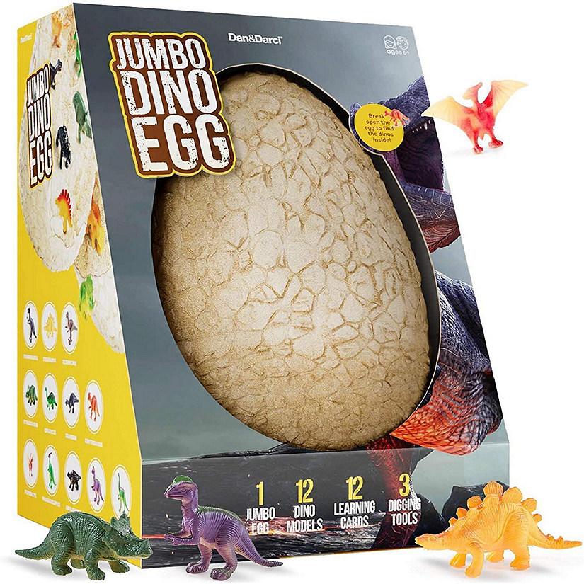 Dan&Darci - Jumbo Dino Egg - Unearth 12 Unique Large Surprise Dinosaurs in One Giant Filled Egg Image