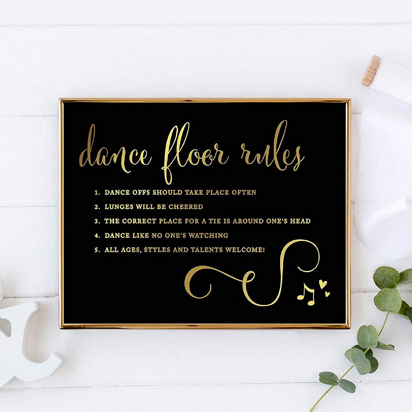 Dance Floor Rules Black Gold 8.5x11 Image