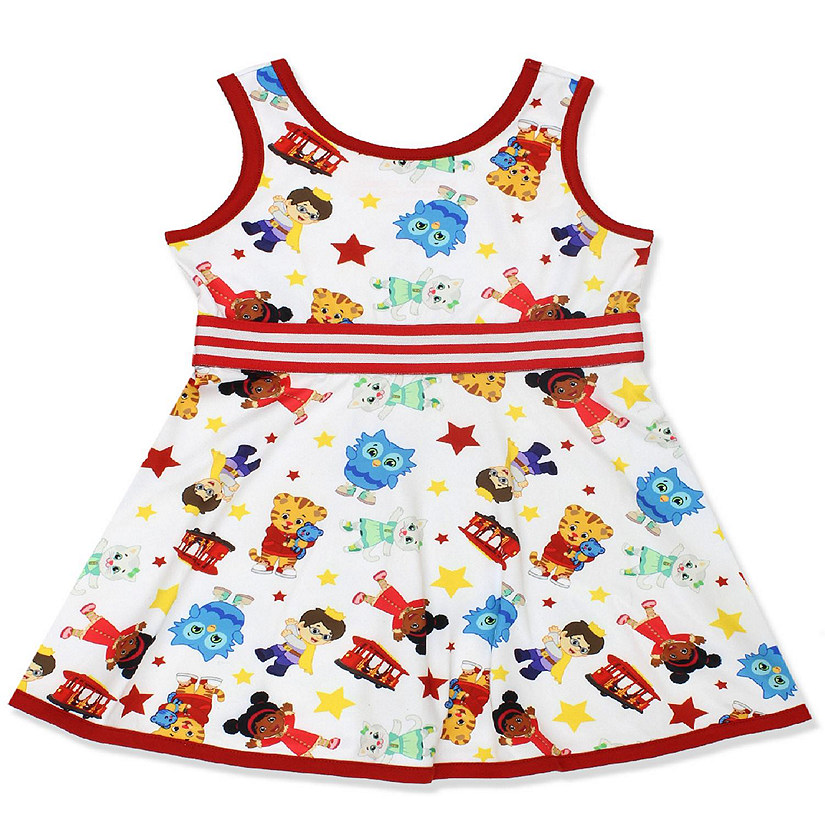 Daniel Tiger's Neighborhood Toddler Girls Fit and Flare Ultra Soft Dress (3T, White) Image