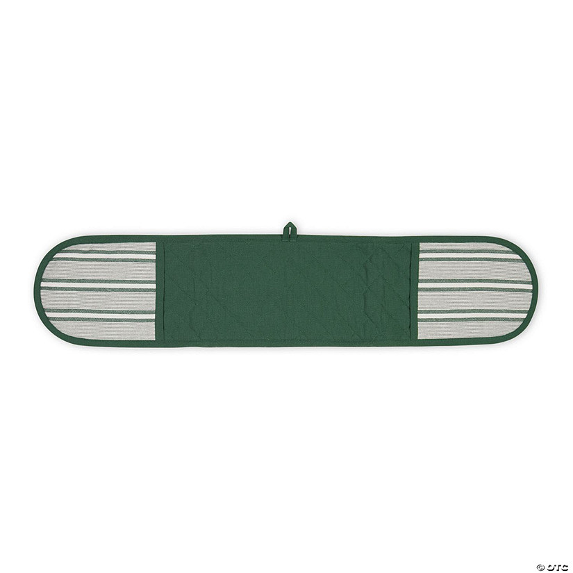 Dark Green Chef Stripe Double Oven Mitt Image