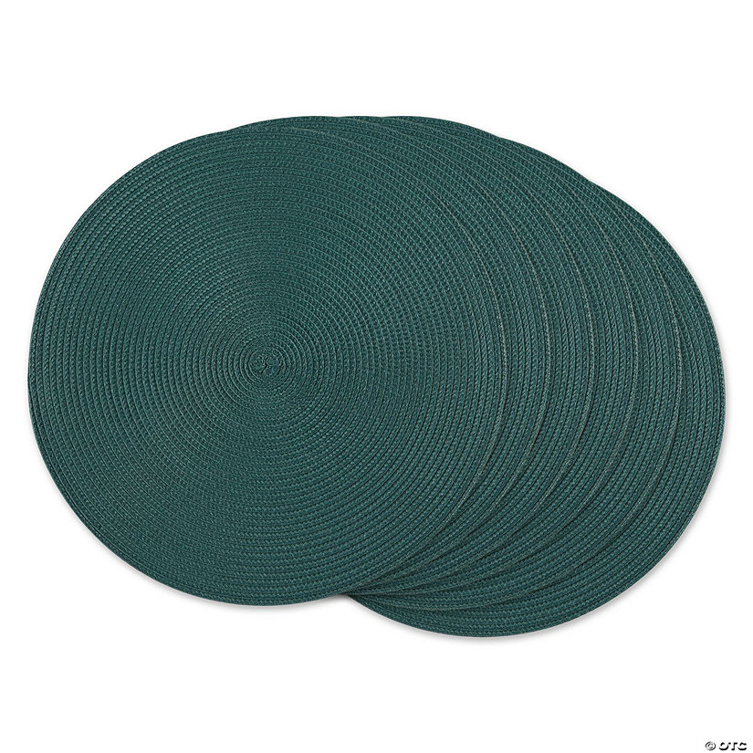 Dark Green Round Pp Woven Placemat (Set Of 6)