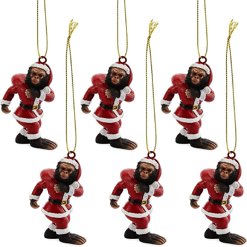 Darware Bigfoot Christmas Ornaments (6-Pack); Monster Sasquatch in Santa Hat Christmas Tree Decorations Image