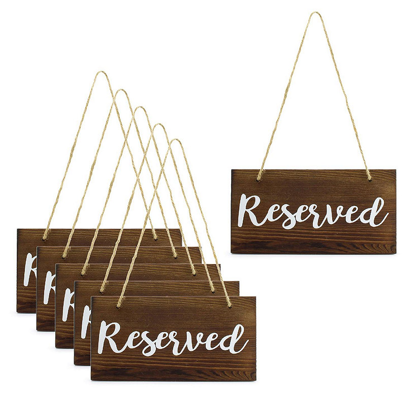 Darware Hanging Wooden Reserved Signs (6-Pack); Rustic Style Wood Signs for Weddings, Special Events, and Functions to Hang on Chairs, in Doorways Image
