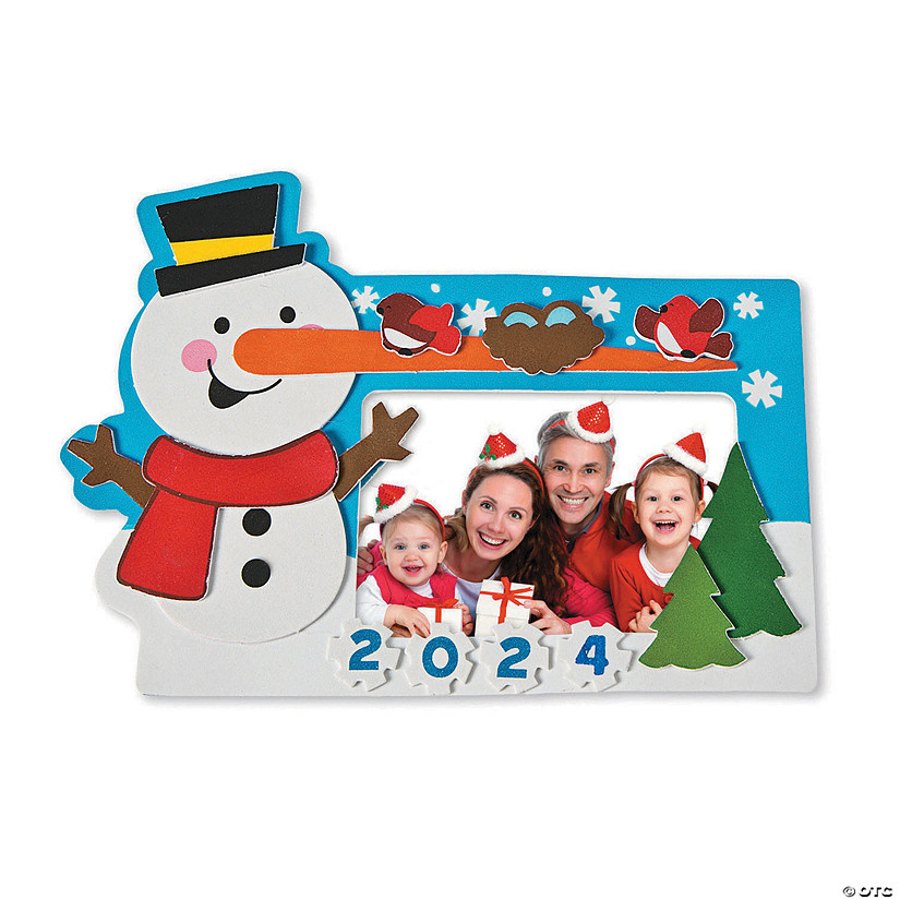 Dated Snowman Picture Frame Magnet Craft Kit - Makes 12 Image