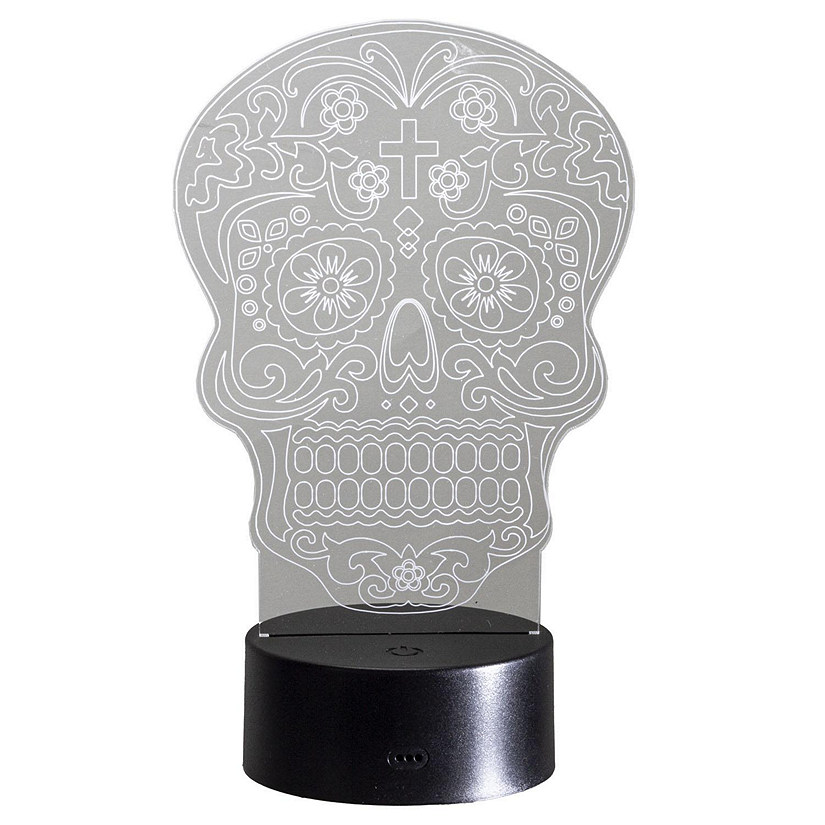Day of the Dead Floral Skull 3D LED Light Image