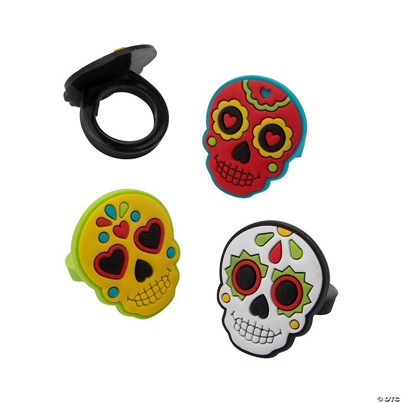 Day of the Dead Sugar Skull Rings - 24 Pc. Image