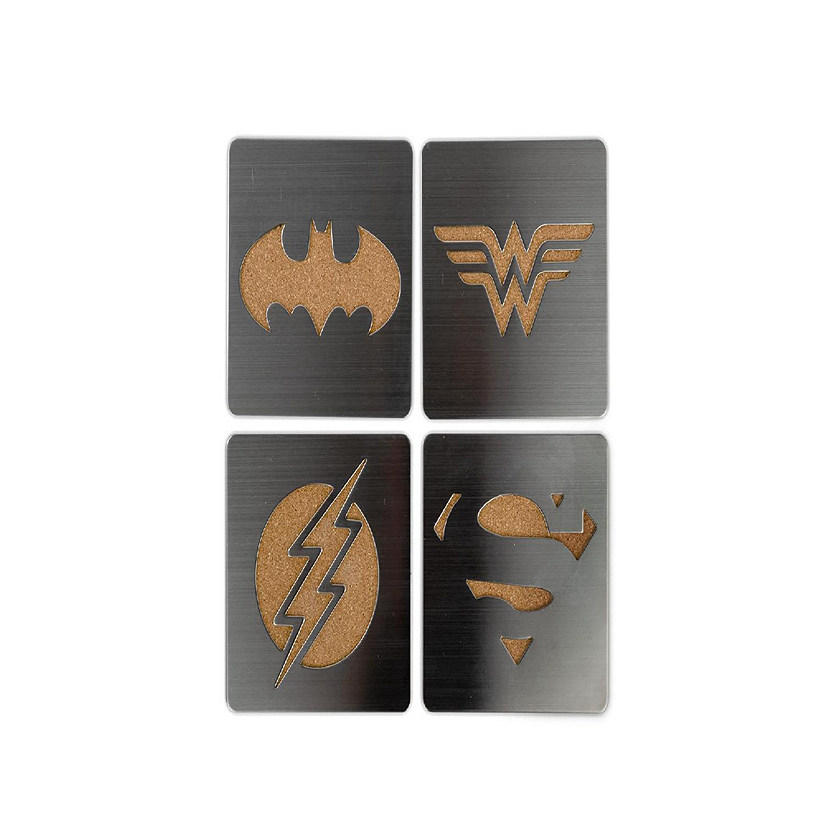 DC Comics Laser-Cut Superhero Logo Coaster Set  Batman  Superman  Wonder Woman  Flash Image