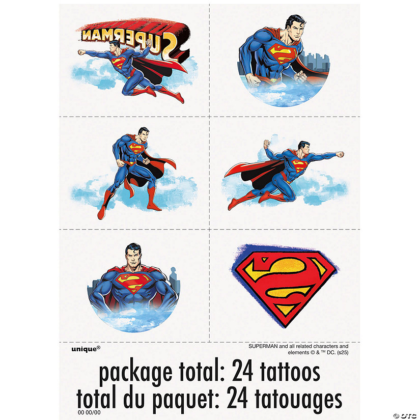 DC Comics Superman&amp;#8482; Full-Color Temporary Tattoos - 24 Pc. Image