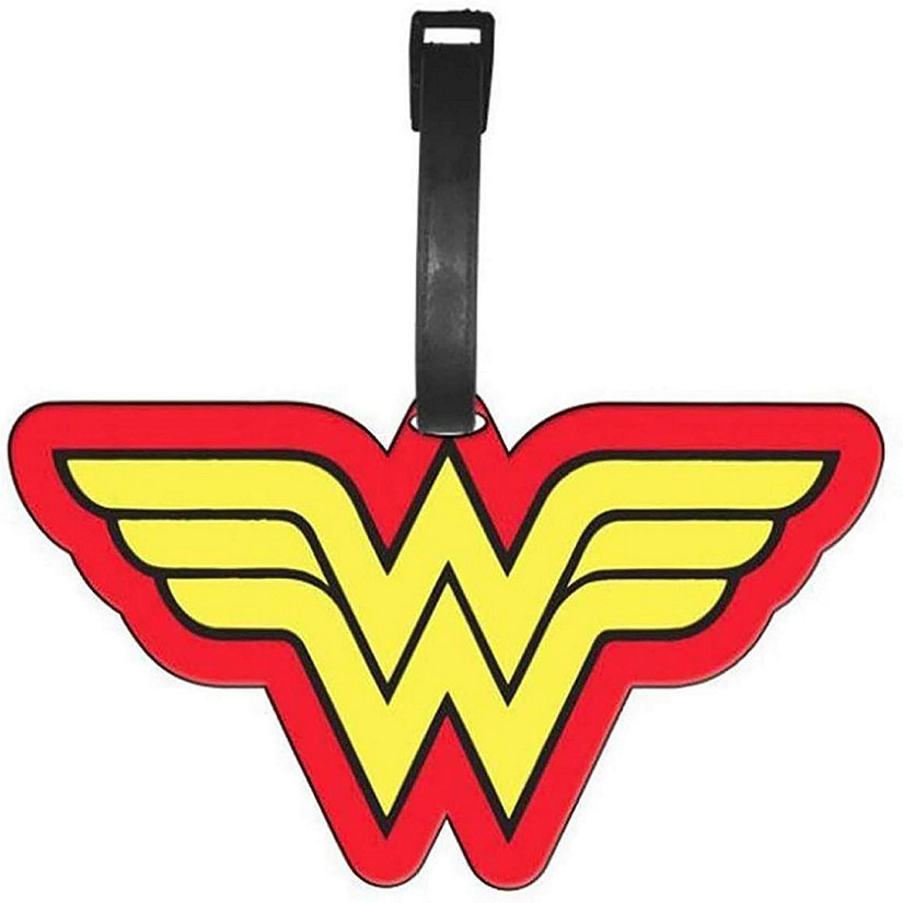 DC Comics Wonder Woman Logo Travel Luggage Tag With Suitcase ID Card Label Image