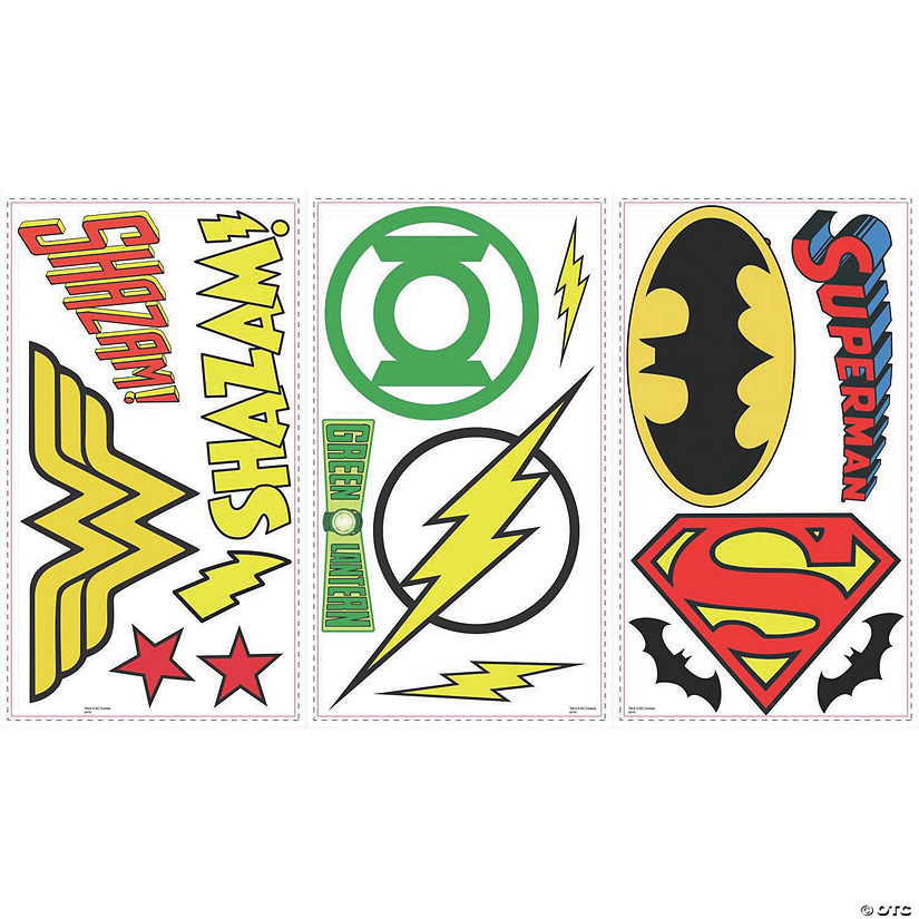 DC Superhero Logos Peel & Stick Decals Oriental Trading