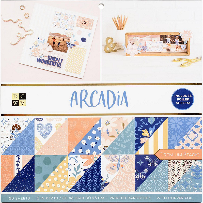DCWV Double-Sided Cardstock Stack 12"X12" 36/Pkg-Arcadia, W/Copper Foil Image