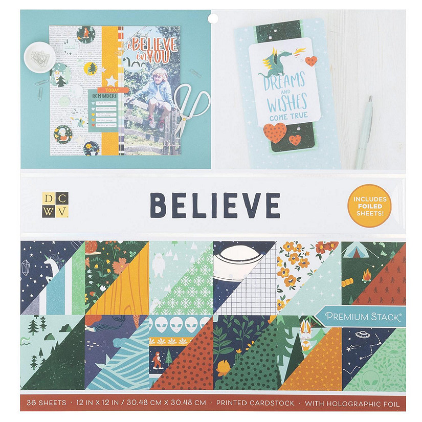 DCWV Premium Paper 12"X12" 36/Pkg-Believe Image