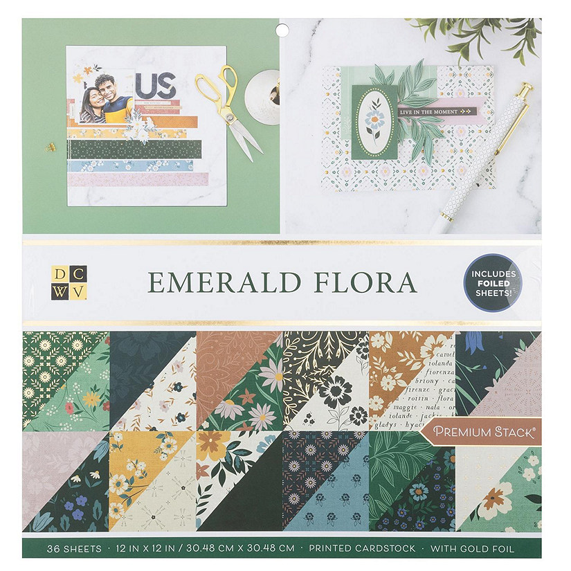 DCWV Premium Paper 12"X12" 36/Pkg-Emerald Flora Image